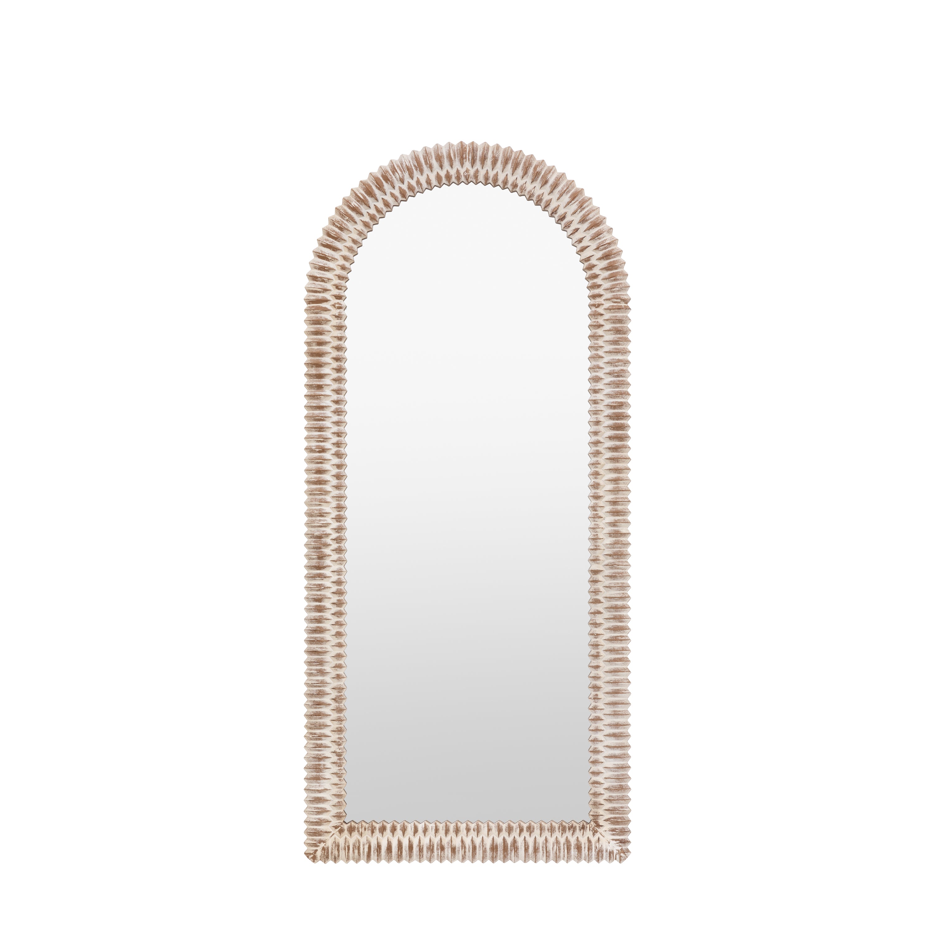 Chambery Arch White Wash Full Length Leaner Mirror